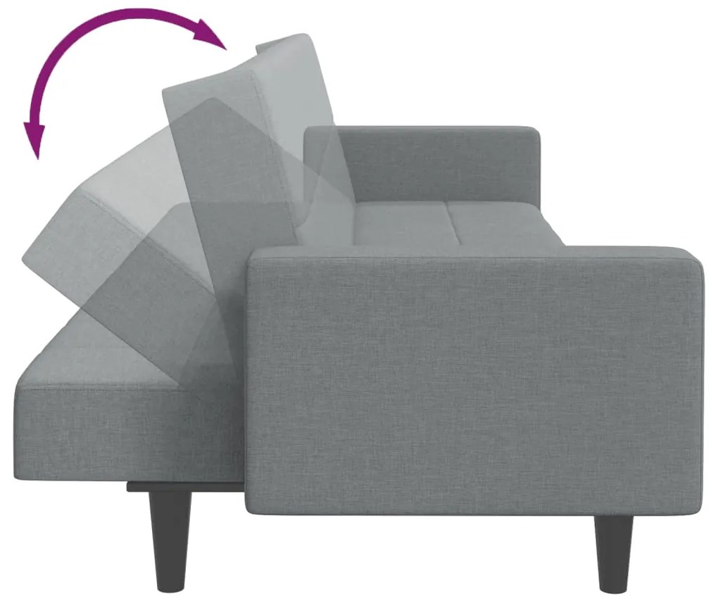 Sofá-cama de 2 lugares c/ apoio de pés tecido cinzento-claro