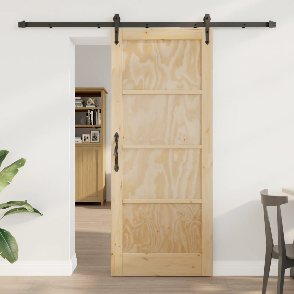 vidaXL Porta Deslizante com Ferragens 'ORKDAL'Madeira Sólida de Pinho