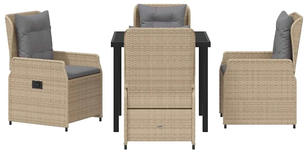 Conjunto de Jantar de Jardim 5 Peças Bege em Rattan Sintético