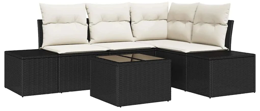 Conjunto de Sofá de Jardim 5 Peças com Almofadas Marrom em Rattan Sint