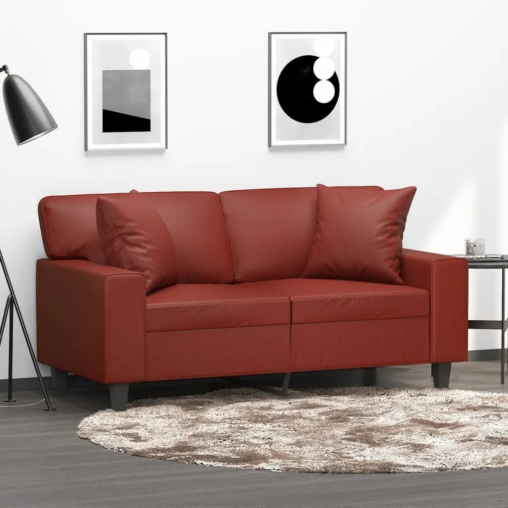 vidaXL Almofadas decoração 2 pcs 40x40 cm couro artif. vermelho tinto