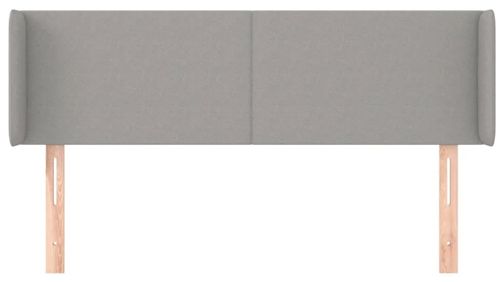 Cabeceira de cama c/ abas tecido 147x16x78/88 cm cinzento-claro