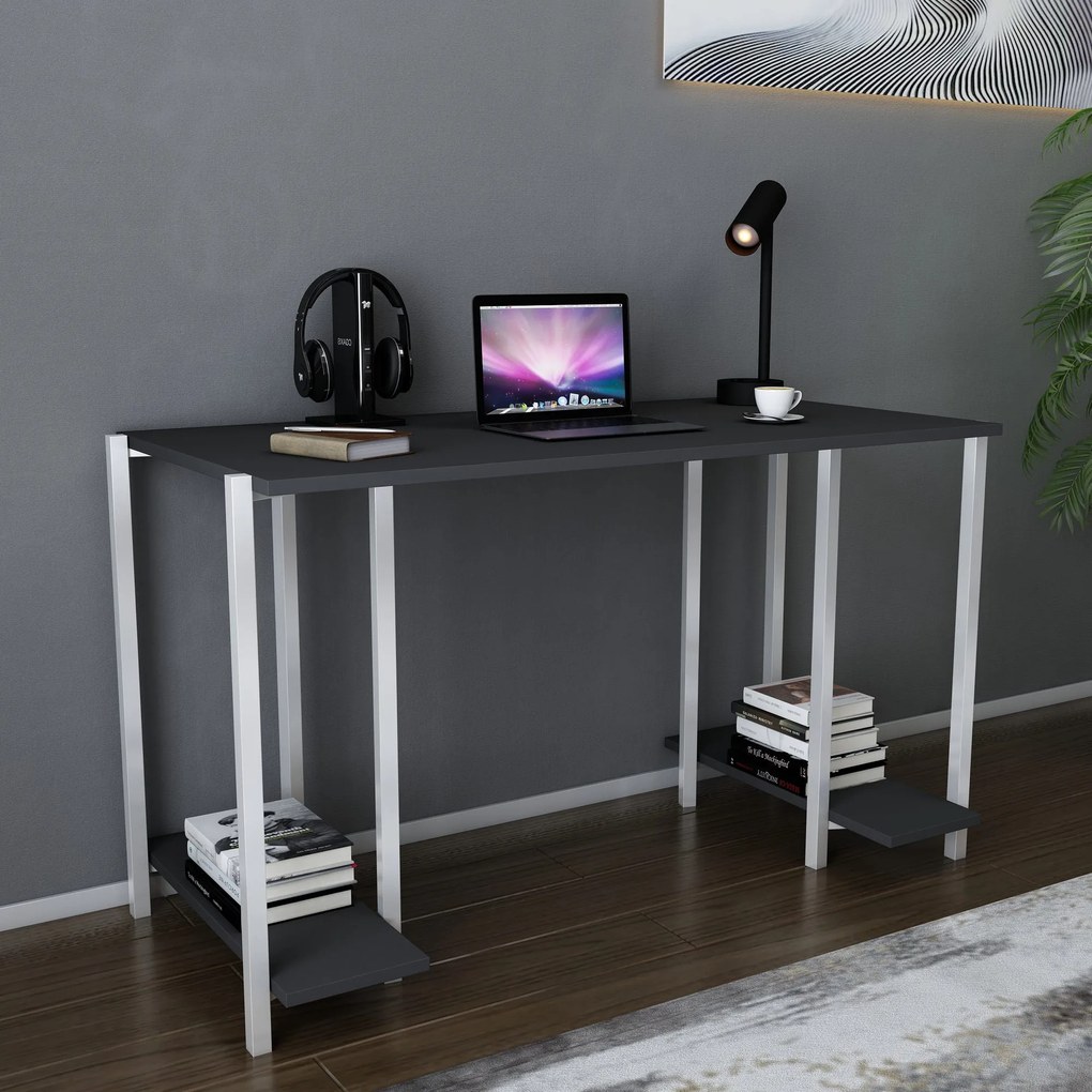 Secretária Academy – Branco e Antracite – 125,2x60x73,8 cm