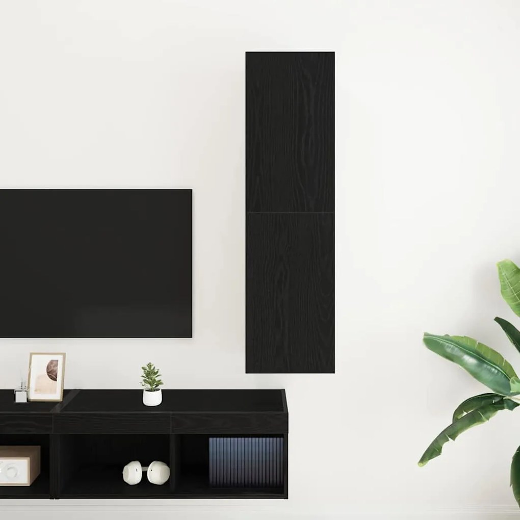Estante de TV em Carvalho Preto, Medidas 30,5 x 30 x 110 cm, Feita de