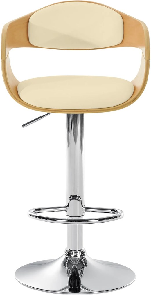 Banco de bar Kingston em couro sintético 50 x 88-102 x 48 cm Natural + Creme