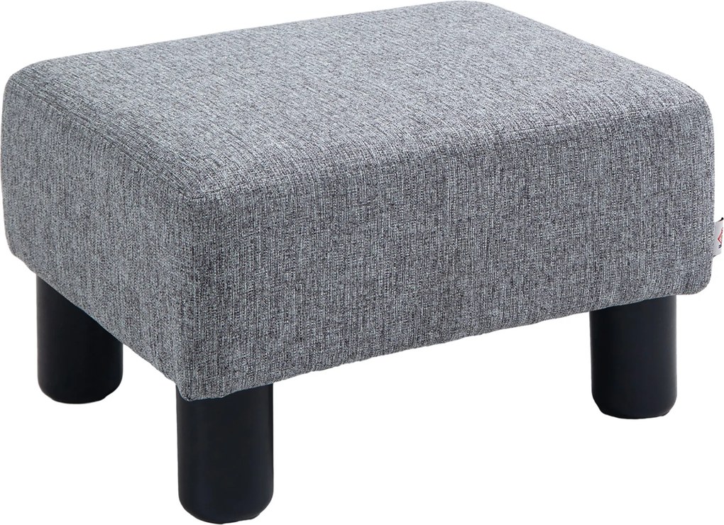 HOMCOM Pufe reposa-pés banqueta baixa em tecido de linho capacidade de carga 110 kg 40 x 30 x 24 cm cinza | Aosom Portugal