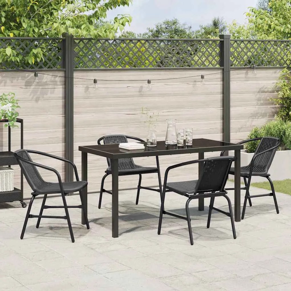 Conjunto de Jantar para Jardim com 5 Peças em Rattan Sintético Preto