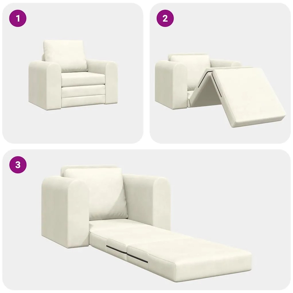 Sofá Cama 2 Em 1 Creme 98x71x83 cm Veludo