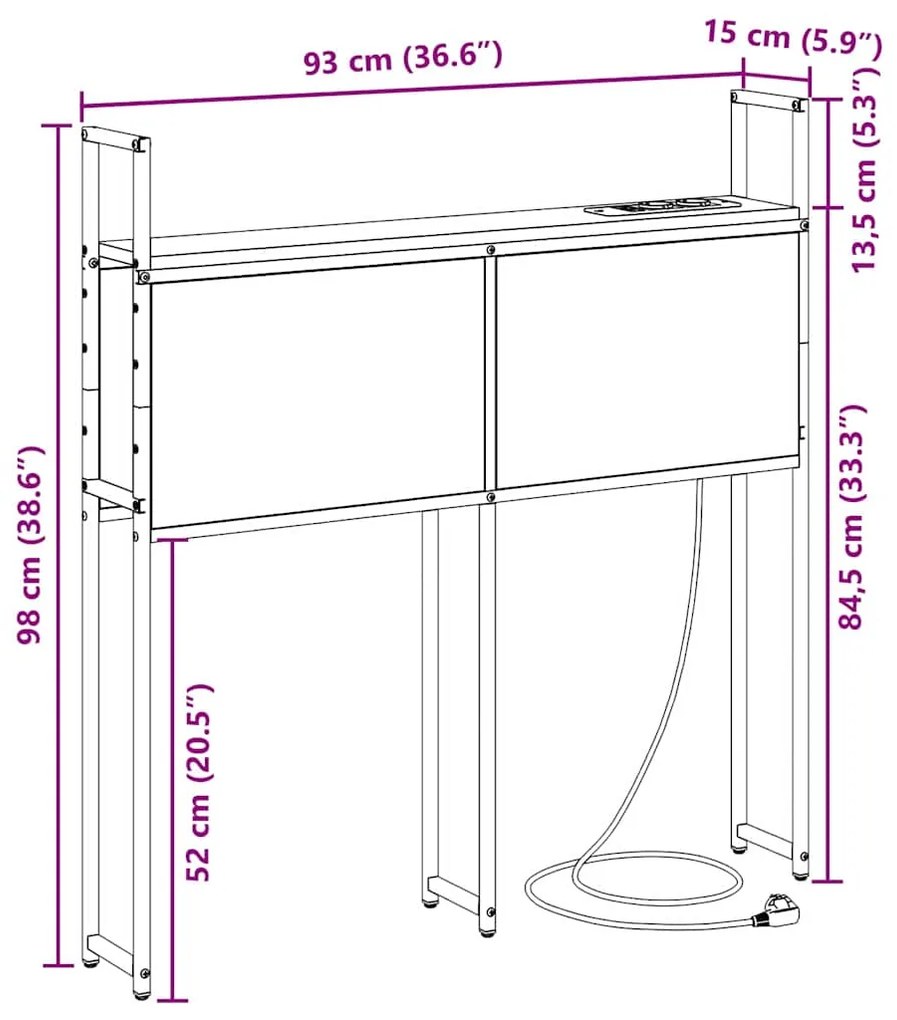 Cabeceira de armazenamento com cabeceira Carvalho sonoma 90 cm