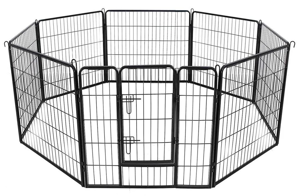Cercadinho para animais de estimação FEANDREA com 8 painéis, gaiola de ferro para cães, cerca resistente para animais de estimação, cerca para parto de filhotes, dobrável e portátil, 77 x 80 cm, preto PPK88H