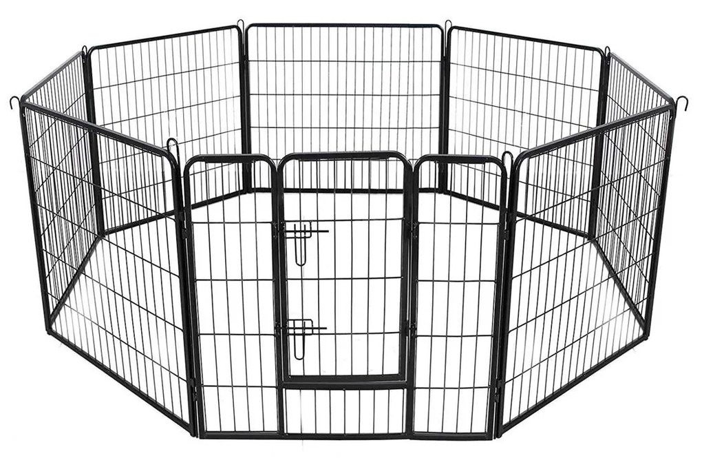 Cercado de malha metálica dobrável para animais de estimação. | FEANDREA | 240 x 80 x 80 cm | preto | PPK88H.