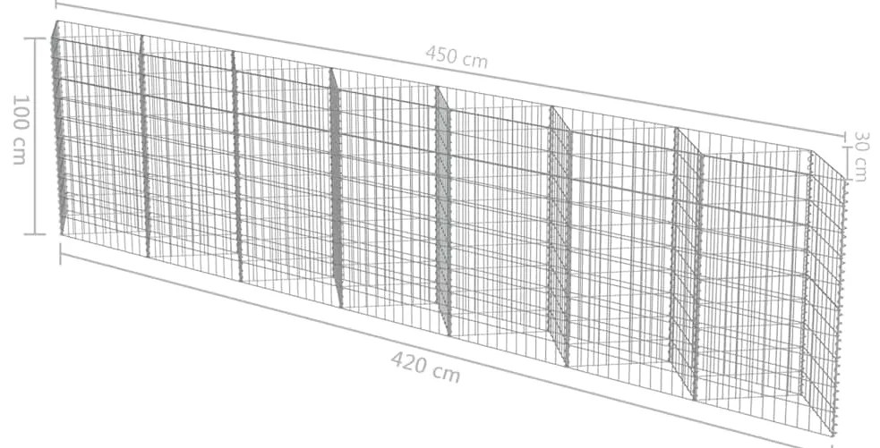 Muro gabião em aço galvanizado 450x30x100 cm