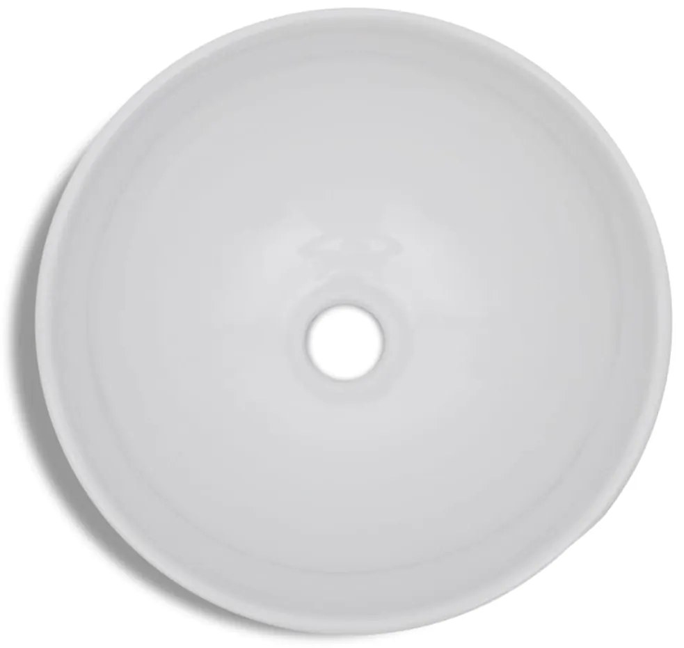 Lavatório com torneira misturadora cerâmica redondo branco