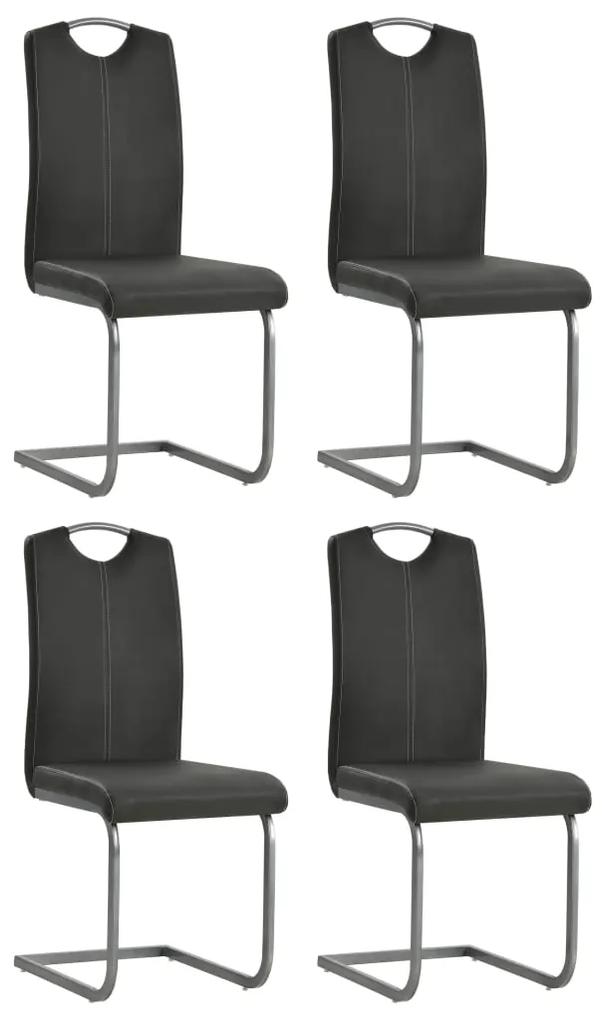 Cadeiras de jantar cantilever 4 pcs couro artificial cinzento