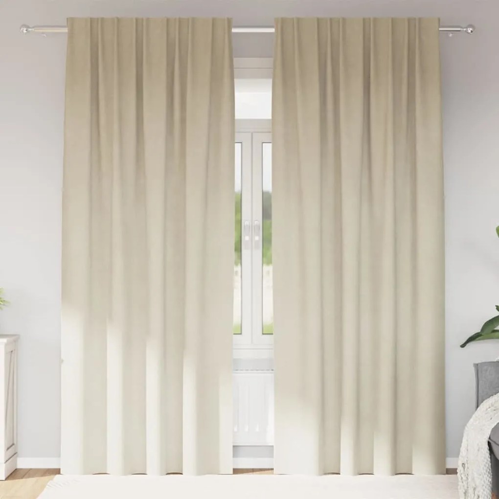 vidaXL Cortinas opacas 2 pcs Creme 140 x 245 cm Veludo