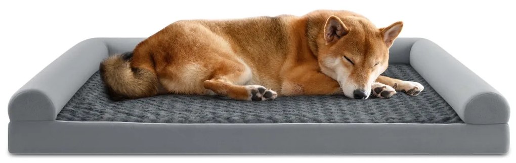 Cama ortopédica para cães grandes 135 x 91 x 18 cm com almofada para cães grandes e médios, cinzento XXL