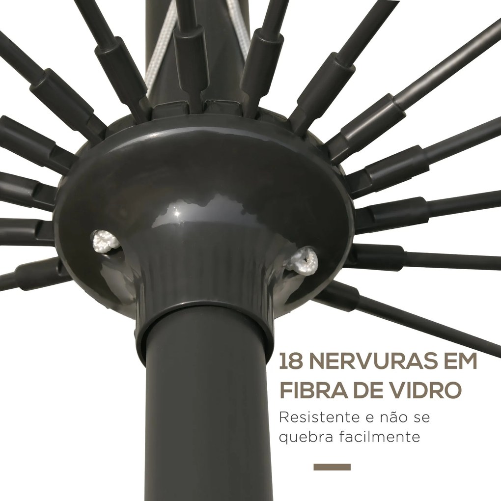 Chapéu de Sol de Jardim Ø2,5x2,4 m Chapéu de Sol de Terraço com Manive