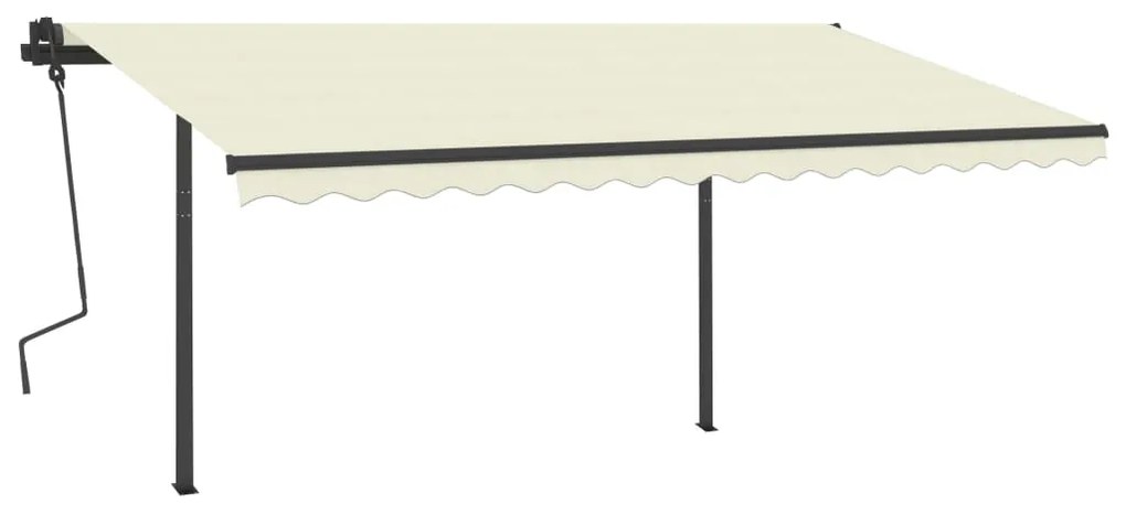 Toldo retrátil manual com luzes LED 4,5x3,5 m cor creme