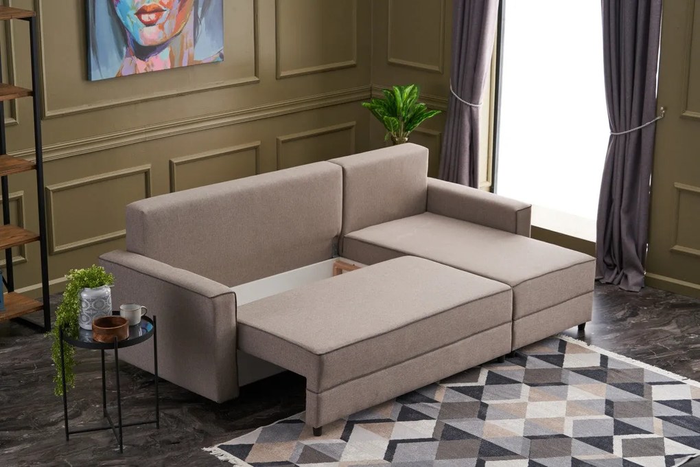 Sofá-cama de Canto Ece – Creme – 242 x 88 x 90 cm