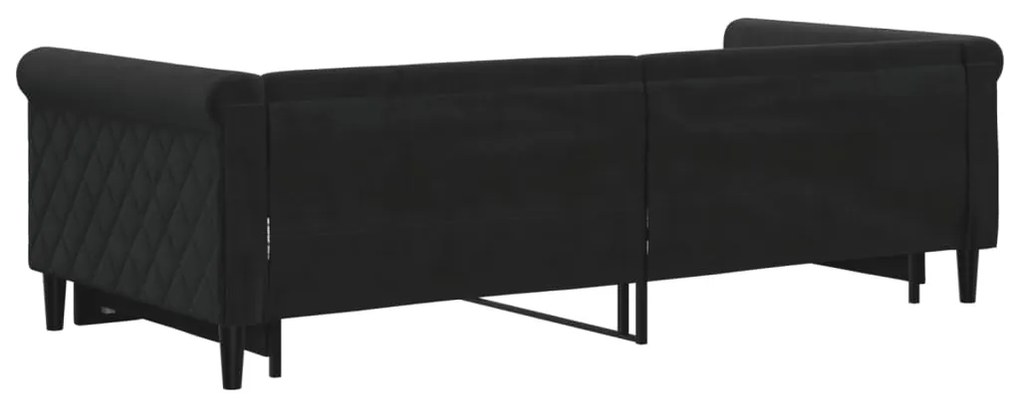 Sofá-cama com gavetão 90x200 cm veludo preto