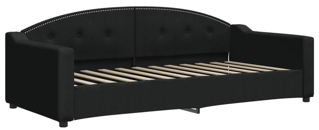 Sofá-cama com gavetão e gavetas 90x200 cm tecido preto