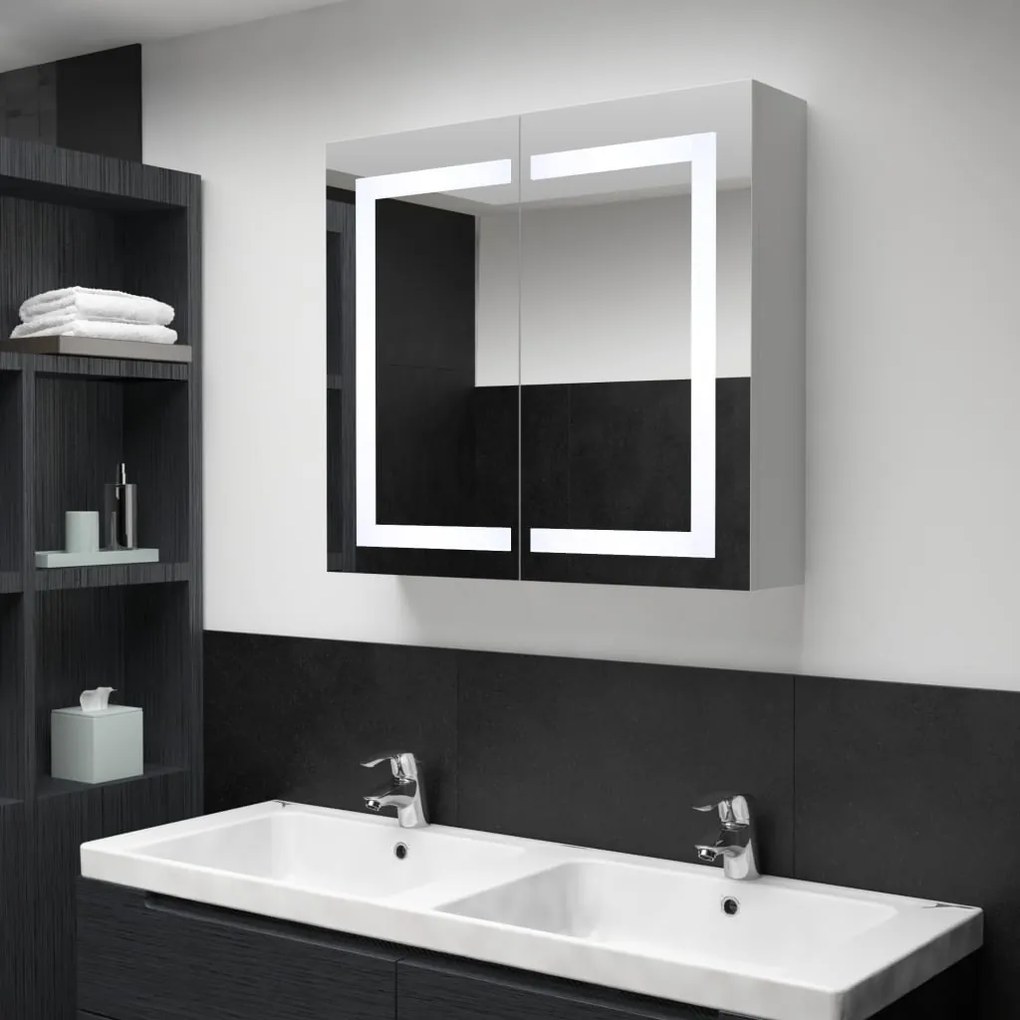 285123 vidaXL Armário espelhado para casa de banho com LED 80x12,2x68 cm