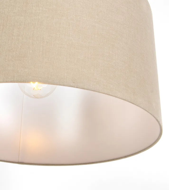 Candeeiro de suspensão rústico branco com cúpula castanho claro 50cm - Combi Moderno