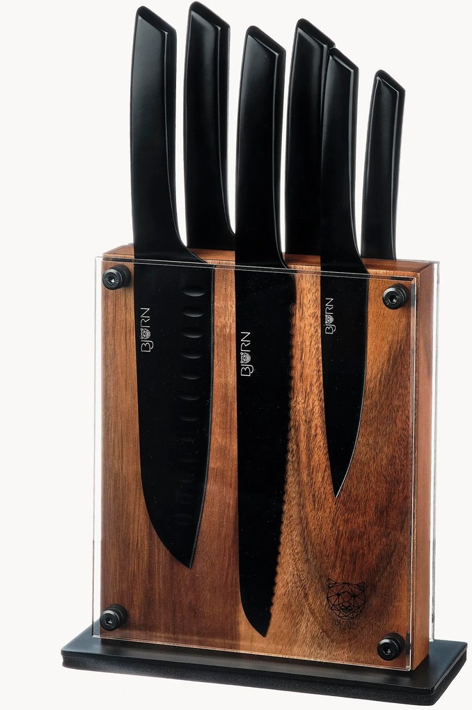 Facas de cozinha com bloco Rauma, conjunto de 7