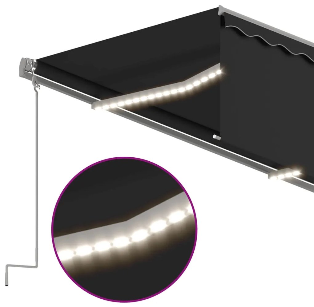 Toldo automático c/ estore/LED/sensor de vento 3x2,5m antracite
