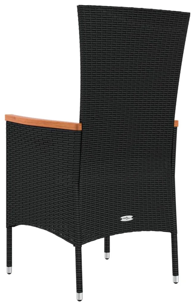 Cadeiras de jardim com almofadões 4 pcs vime PE preto