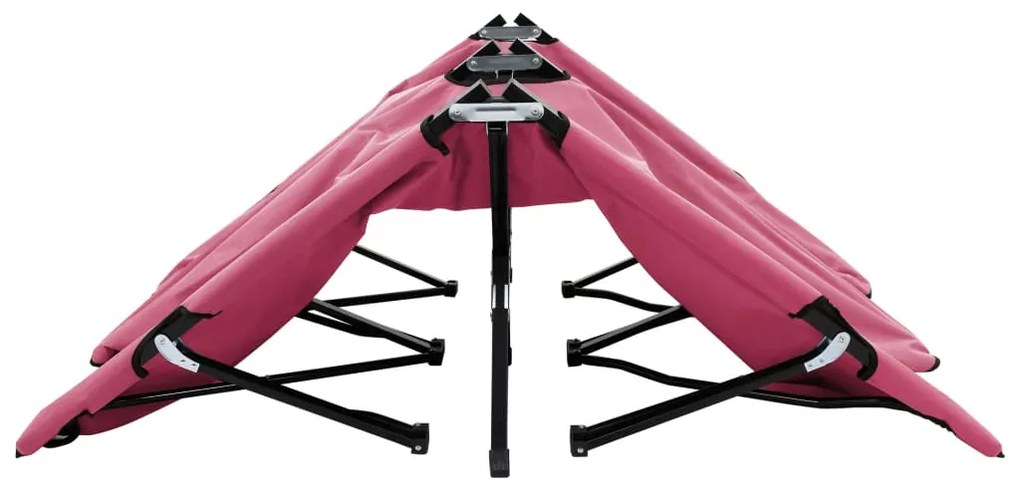Espreguiçadeira/cama dobrável para 2 pessoas aço cor-de-rosa