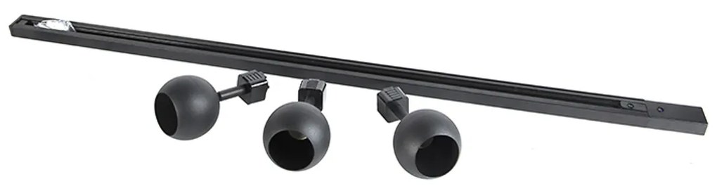 Sistema de trilhos moderno monofásico preto 3 luzes - Gissi Moderno