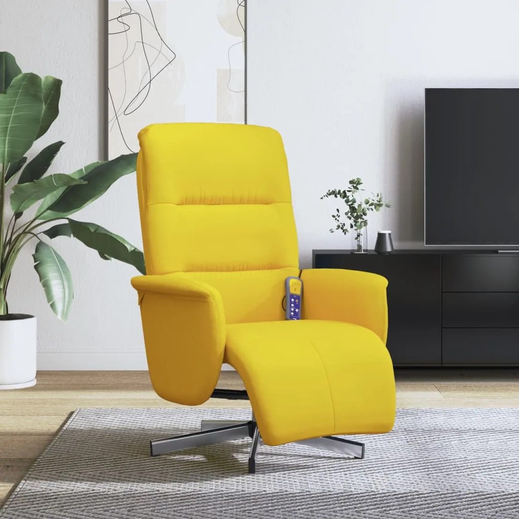 vidaXL Cadeira de massagens reclinável c/ apoio de pés tecido amarelo
