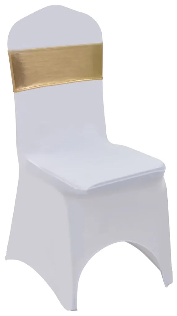 vidaXL 25pcs Faixa de cadeira extensível c/ fivela de diamante dourado