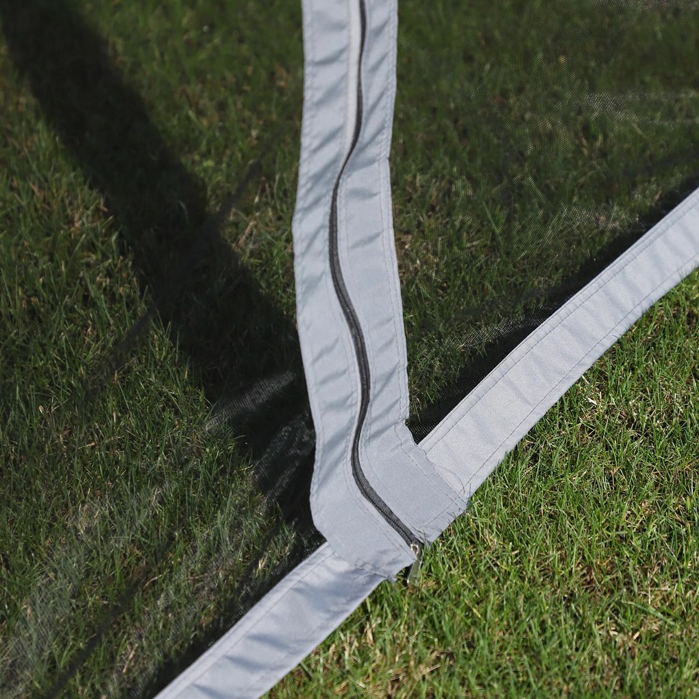 Tenda de Jardim 4x3m Pavilhão com Telhado Duplo Estrutura de Alumínio UPF50+ para Exterior Cinzento