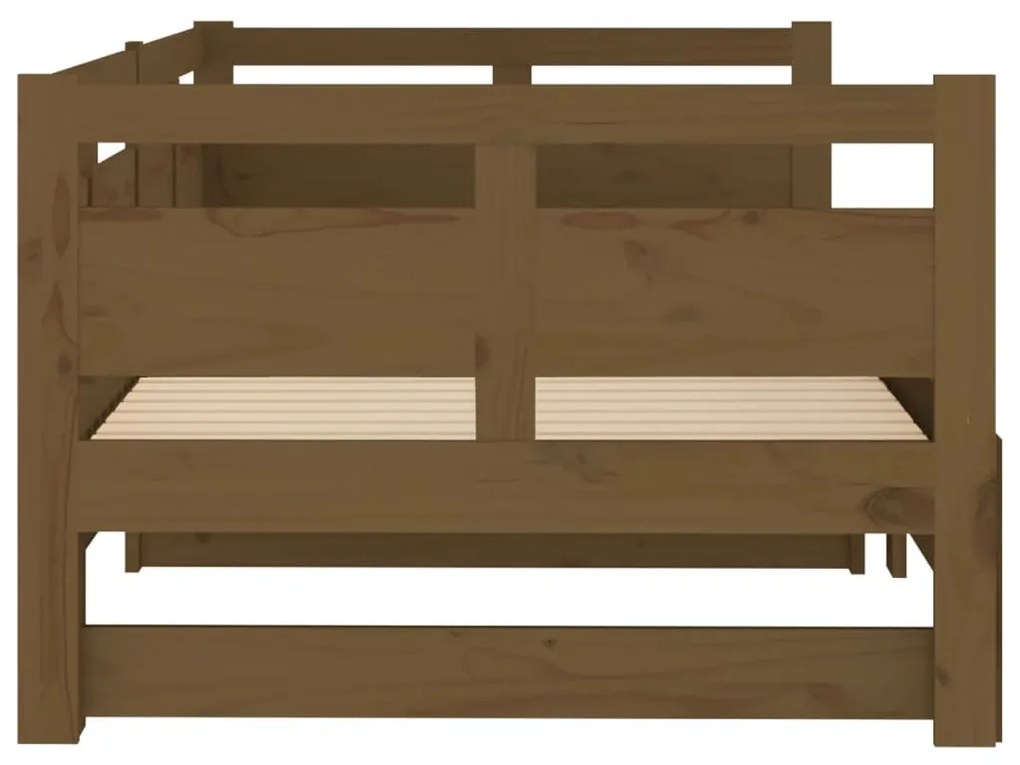 Sofá-cama puxar pinho maciço castanho mel 2x(80x200) cm