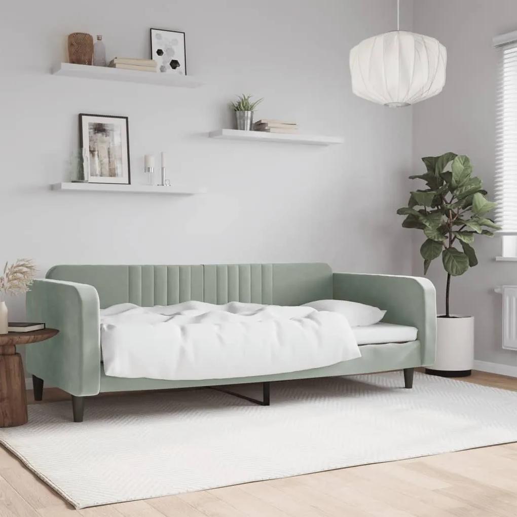 Sofá-cama 90x200 cm veludo cinzento-claro