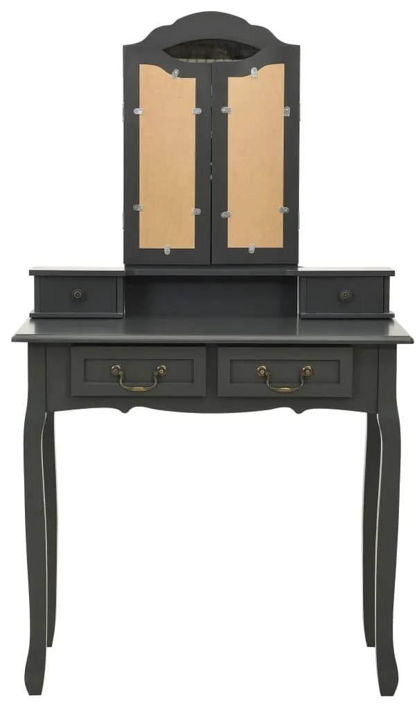 Conj. toucador com banco 80x69x141 cm madeira paulownia cinza
