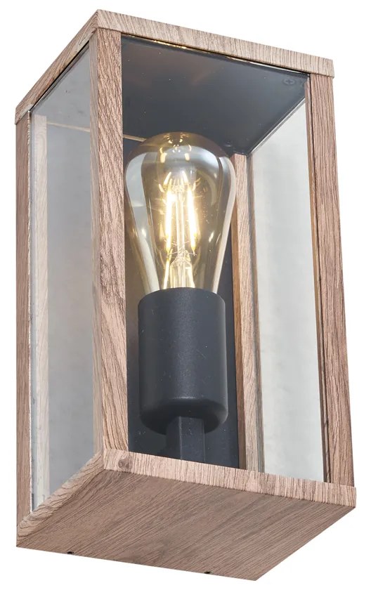 Candeeiro de parede industrial impressão de madeira 26 cm IP44 - Charlois Industrial