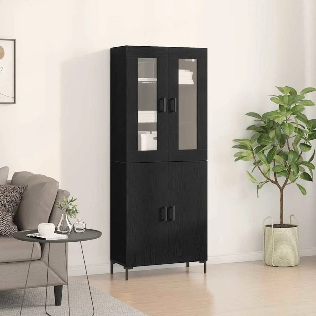vidaXL Buffê Montado na parede 2 pcs Carvalho preto 69.5 x 34 x 180 cm