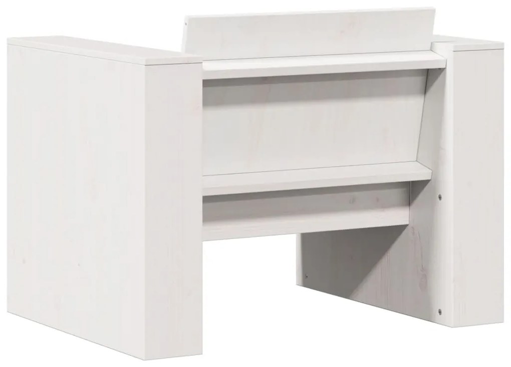 2 pcs conjunto lounge de jardim madeira de pinho maciça branco