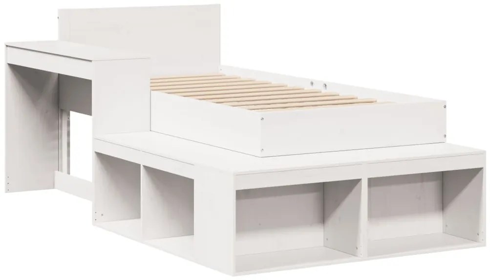 Cama sem colchão 75x190 cm madeira de pinho maciça branco