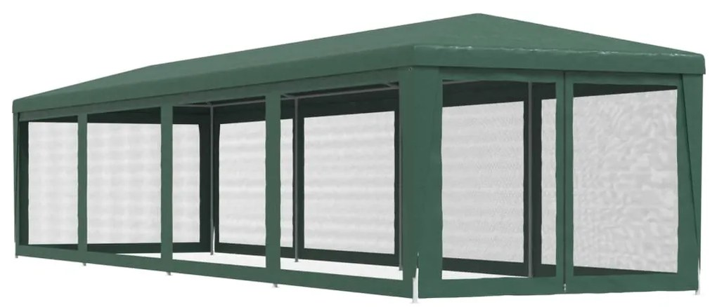 Tenda p/ festas c/10 paredes laterais em rede 3x12 m PEAD verde