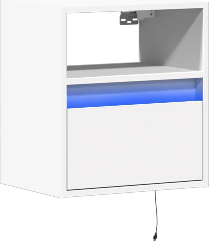 Mesa de cabeceira de parede com luzes LED branco