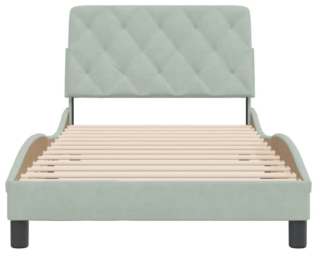 Estrutura de cama sem colchão 100x200 cm veludo cinzento-claro
