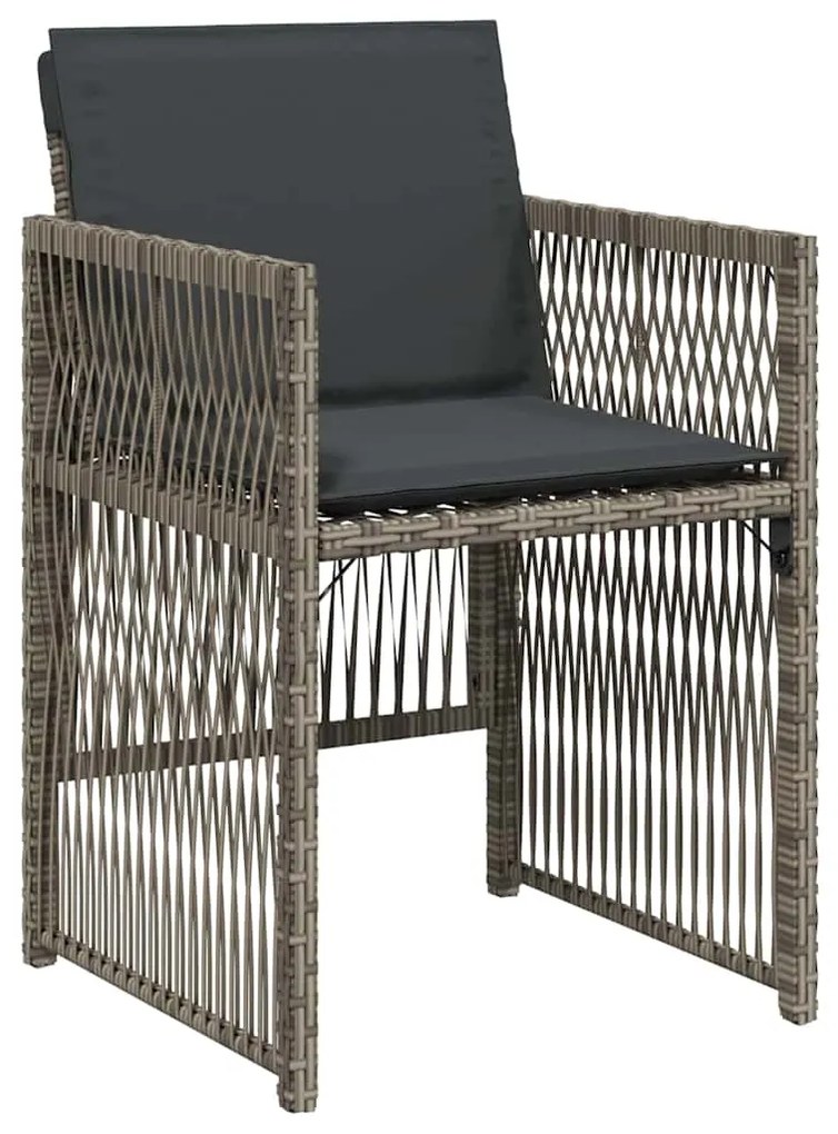 Conjunto de Jantar de Jardim com 5 Peças e Almofadas Cinzas em Rattan
