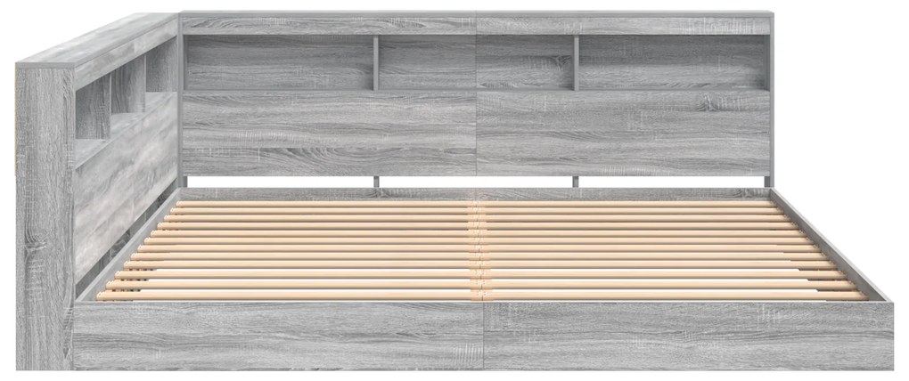 Cama com Estante Cinza Sonoma 180x200 cm Madeira Reconstituída