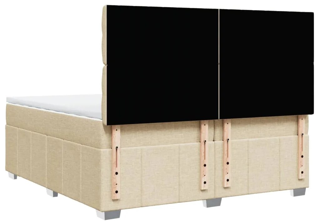Cama com molas/colchão 200x200 cm tecido cor creme
