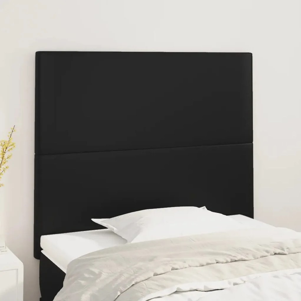 Cabeceira de cama 2 pcs couro artificial 90x5x78/88 cm preto