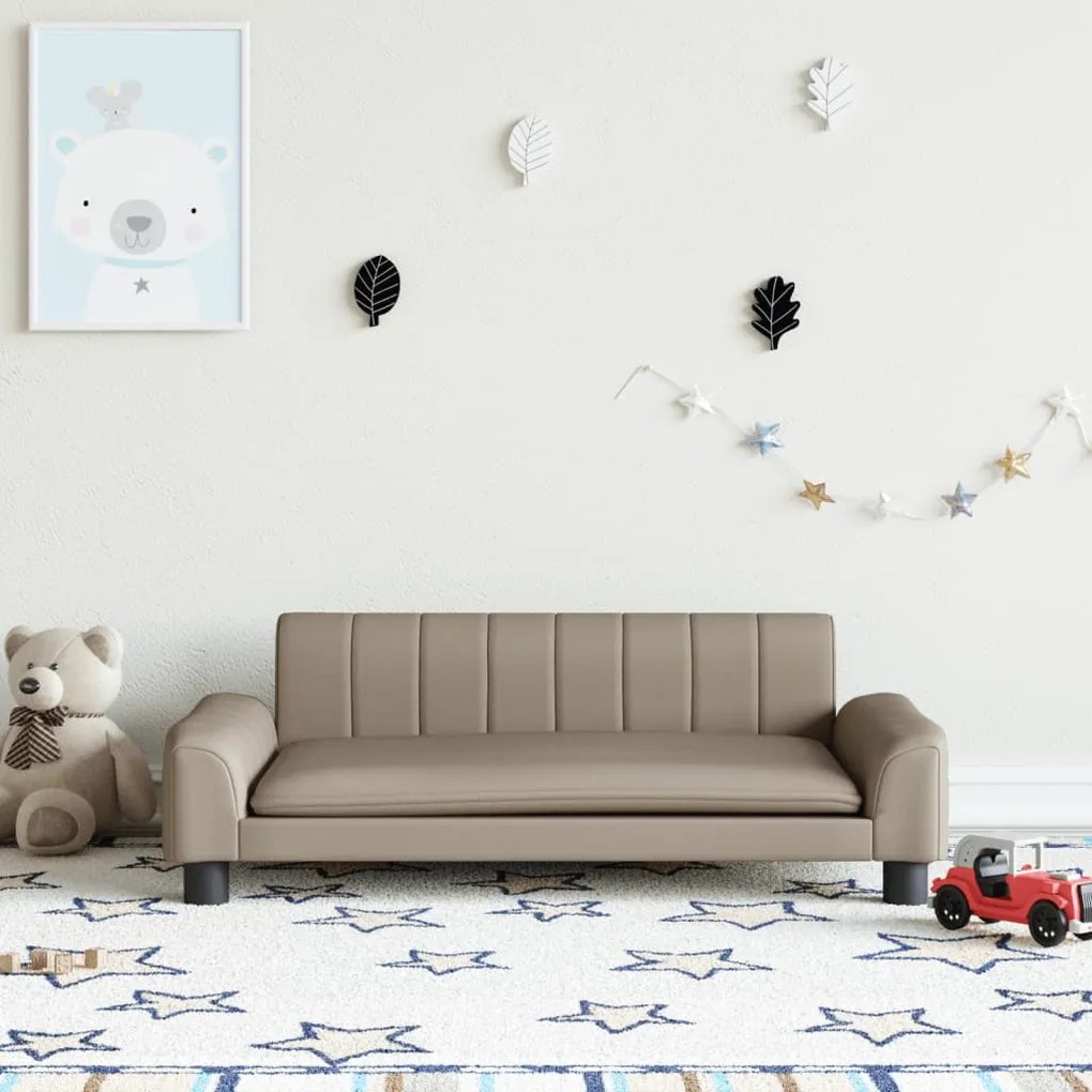 3196267 vidaXL Sofá infantil 90x53x30 cm couro artificial cappuccino